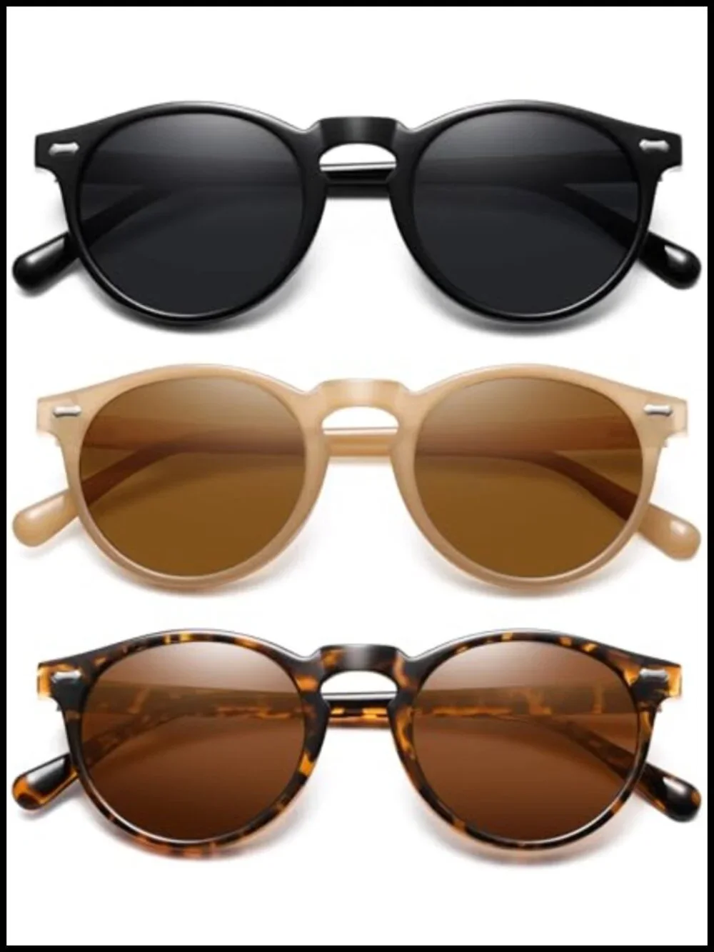 Vintage Round Polarized Sunglasses UV Protection Retro Circle Glasses